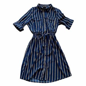 Vintage Inspired Striped Polo Shirt Dress with Waist Tie. Millennium Brand